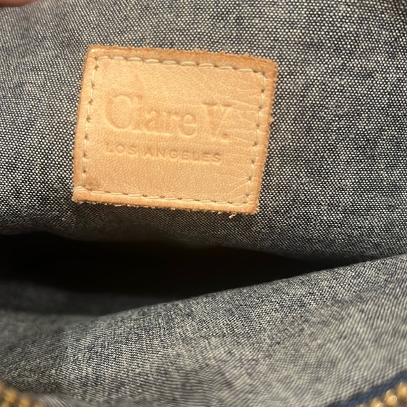 Clare V Silver and Navy Blue Fold Over Clutch - Picture 7 of 8